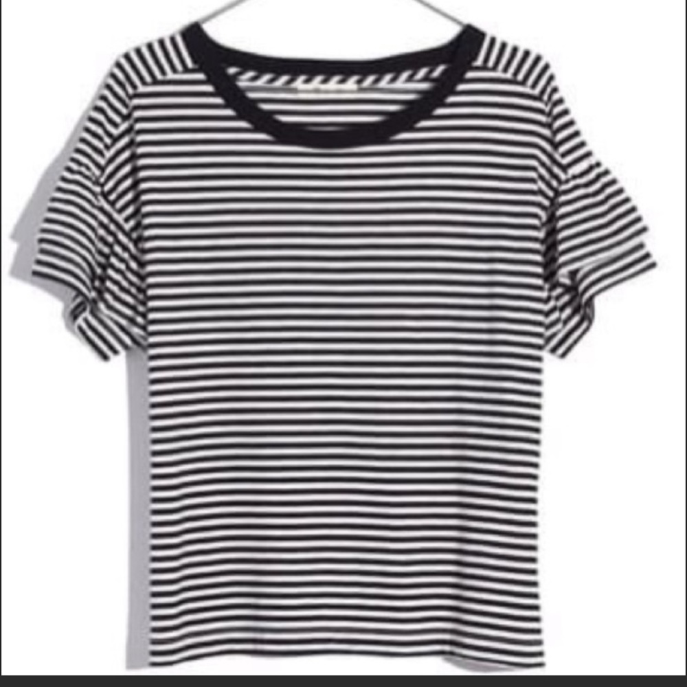 Madewell Ruffle Sleeve Tee in Stripe